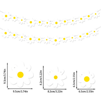Маргаритка Честит рожден ден Декорация за парти Банер с бяла маргаритка Цвете Рожден ден Гирлянд Декорация на флагче Деца Възрастни Сцена Бантинг