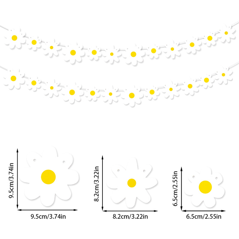 Százszorszép Boldog Születésnapi Party Dekorációs Banner Fehér Százszorszép Virággal Születésnapi Girland Zászló Dekoráció Gyerekek Felnőtt Sármány