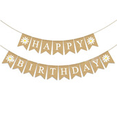 INS Little Daisy Happy Birthday Garland Kids Party λινάτσα Λευκό λουλούδι Πανό Baby Shower Photoprops Διακόσμηση φόντου Σημαία