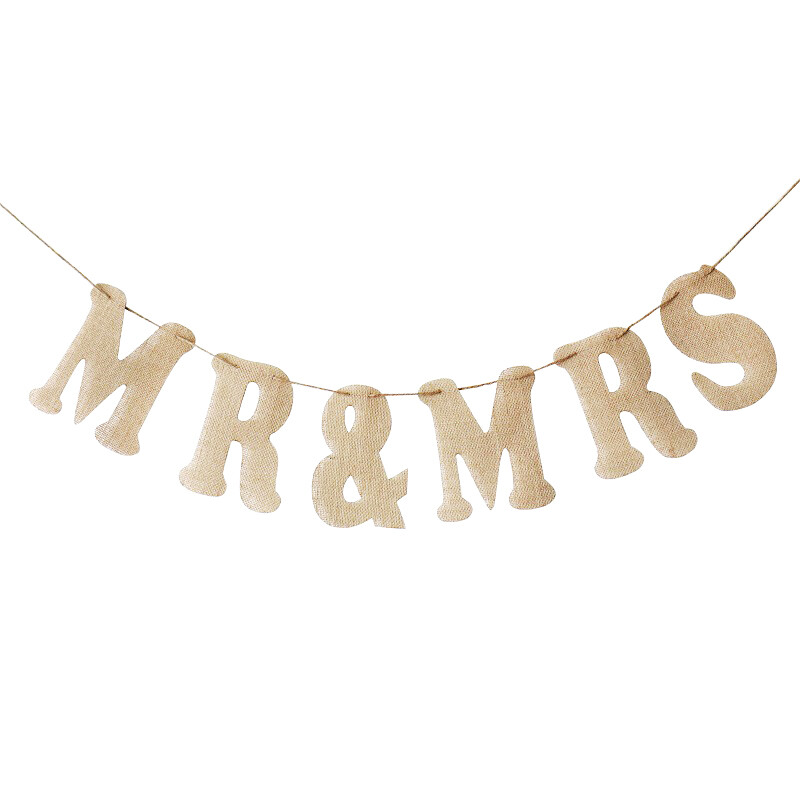 Vintage Jute Hessian zsákvászon sármány zászló Esküvői Eid Al-Fitr Születésnapi parti fotózás kellékek Függő dekoráció Füzér zászlók