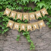 Λευκά είδη Welcome Baby Banner Wall Γιρλάντα για Baby Shower Αποκάλυψη φύλου Φωτογραφικό σκηνικό Παιδικά Διακοσμητικά πάρτι γενεθλίων
