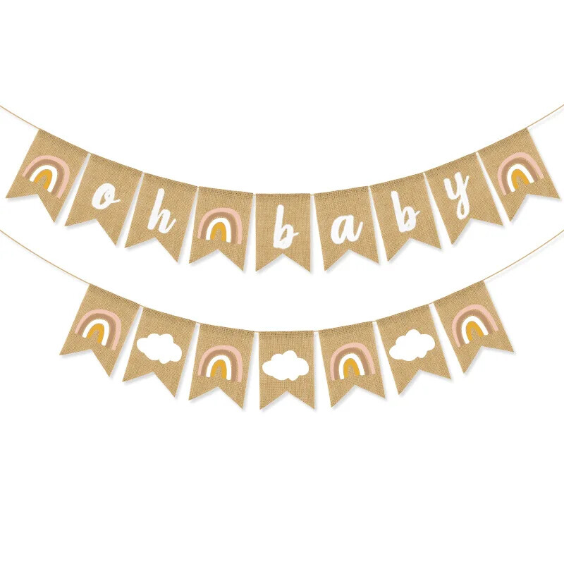 1db Bobo Rainbow Oh Baby zsákvászon szalagfüzér Füzér Szobai akasztós sármány babazuhanyhoz Nem Felfedi születésnapi parti dekoráció