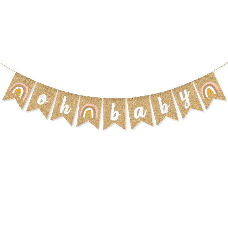 1db Bobo Rainbow Oh Baby zsákvászon szalagfüzér Füzér Szobai akasztós sármány babazuhanyhoz Nem Felfedi születésnapi parti dekoráció