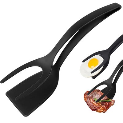 2 u 1 Grip Flip Spatula Stezaljka Jaje Palačinka Riba Francuski tost Izrada omleta Non-stick Kućna kuhinja Alat za okretanje