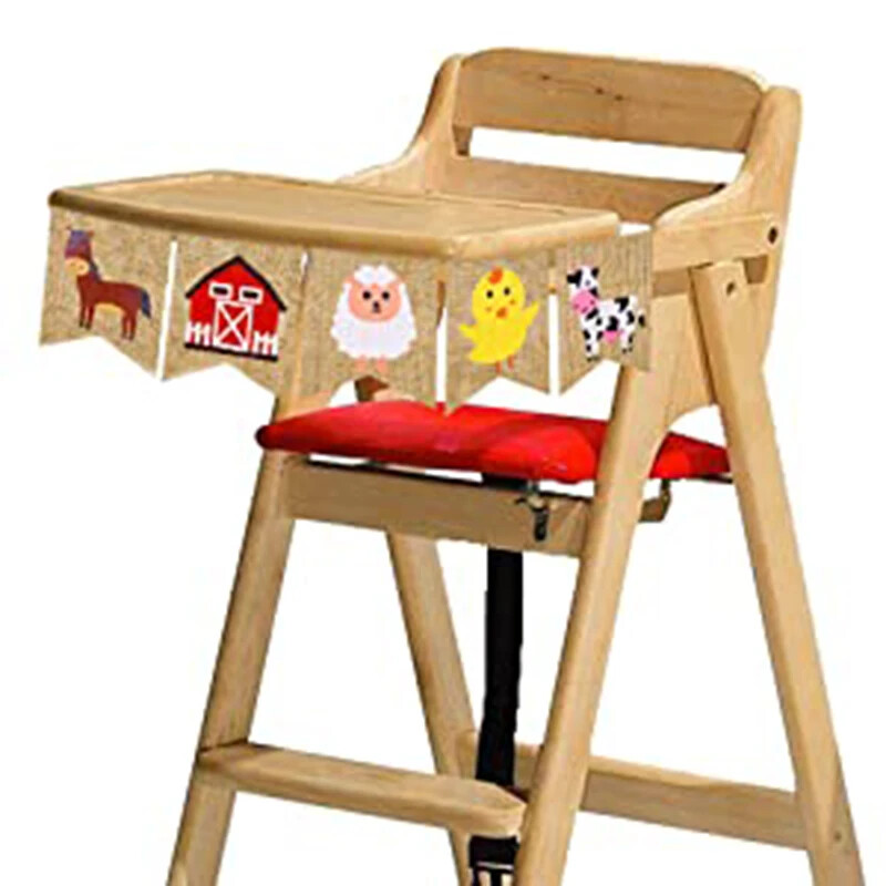 Tehén bárány csaj Rusztikus Farm Állat Istálló udvar Parasztház Születésnapi buli Babazuhany Etetőszék dekoráció Zsákvászon Banner Kellékek