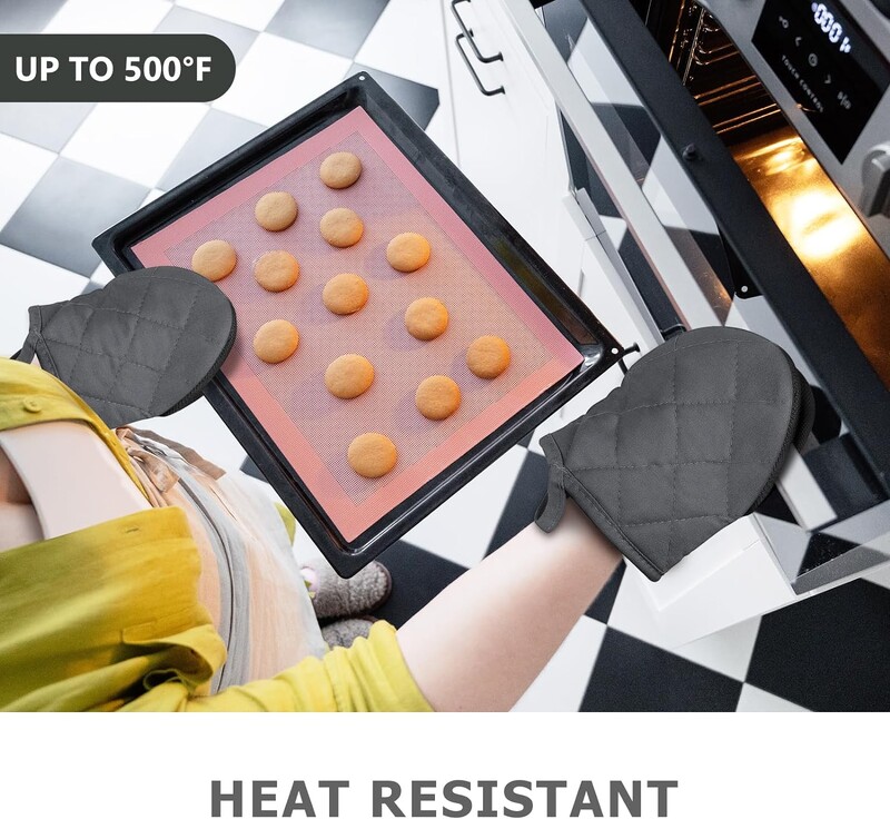 1 pár rövid sütőkesztyű - szilikon konyhai sütőkesztyű, magas hőálló, grillezéshez, sütéshez, főzéshez és grillezéshez