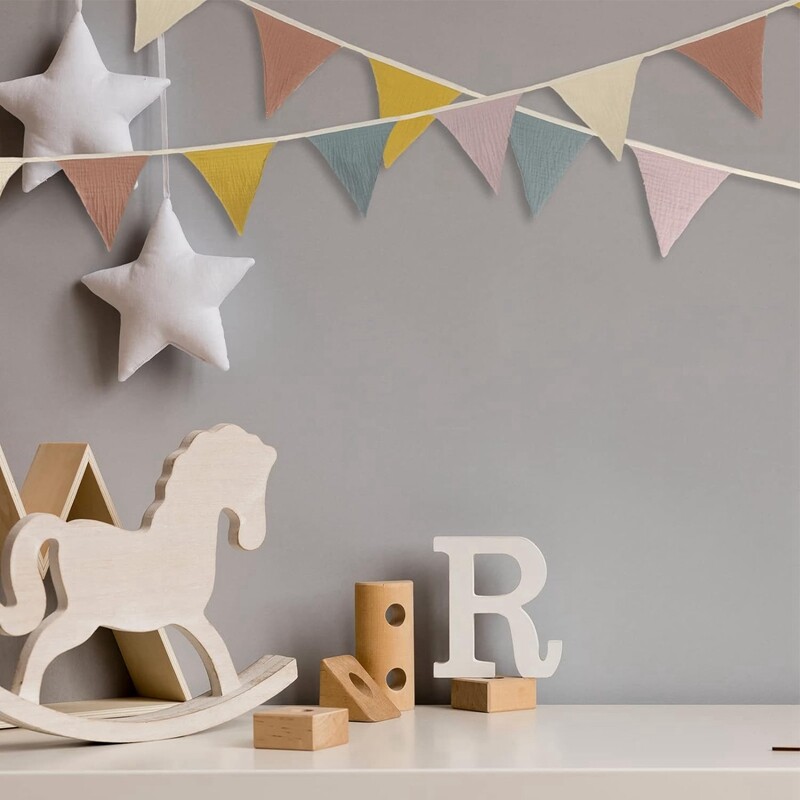 Lógós zászló transzparens gyereksármány zászló zászlók mosható pamut szövet háromszög lobogó füzér nappaliba és hálószobába