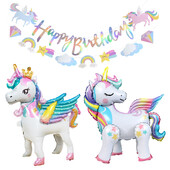 Πανό για πάρτι Unicorn Γιρλάντα στέκεται Μονόκερος Μπαλόνι Παιδικά κορίτσια Διακόσμηση γενεθλίων Banner Baby Shower Μονόκερος διακόσμηση πάρτι