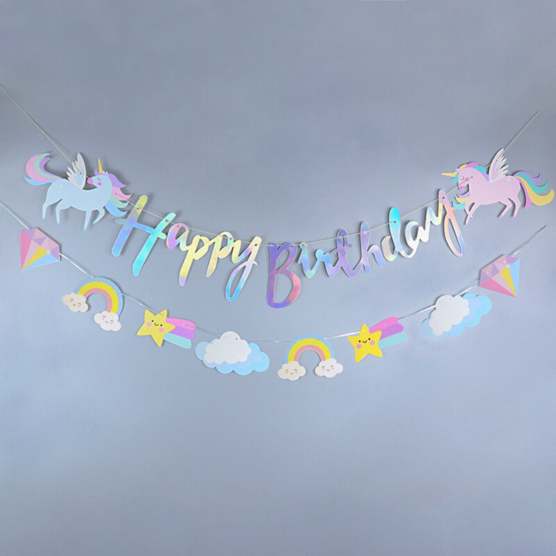 Unicorn Party Banner Girland álló Unicorn Balloon Gyerek lányok Születésnapi Dekoráció Banner Baby Shower Unikornis party dekoráció