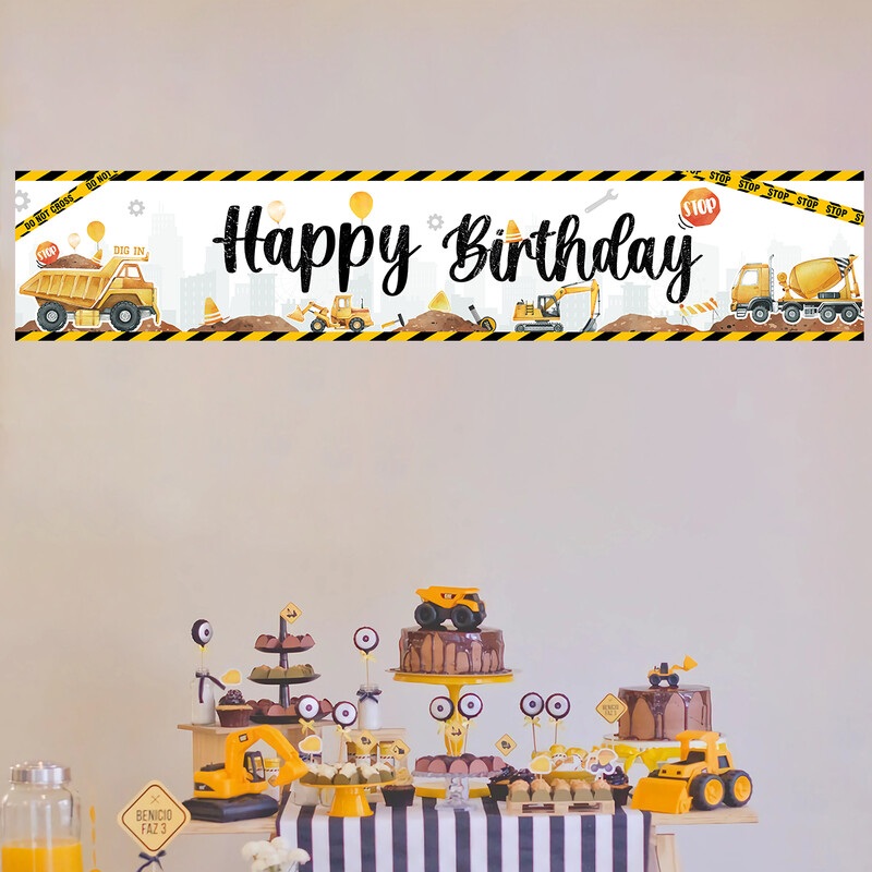 Építőipari témájú eldobható étkészlet születésnapi dekoráció babazuhany kotrógép teherautó traktor fiúknak születésnapi parti kellékek