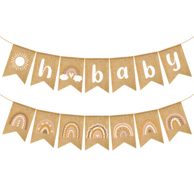 Boho Rainbow Banner Pompoms Wall Hanging Flag Garland Photographic Scene Bunting Προμήθειες για πάρτι γενεθλίων Διακόσμηση γάμου