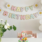 Daisy Happy Birthday Party Διακόσμηση Πανό Καπέλο Λευκό λουλούδι γιρλάντα Flag Foil Balloons INS Style Kids Boy girl μπομπονιέρες γενεθλίων