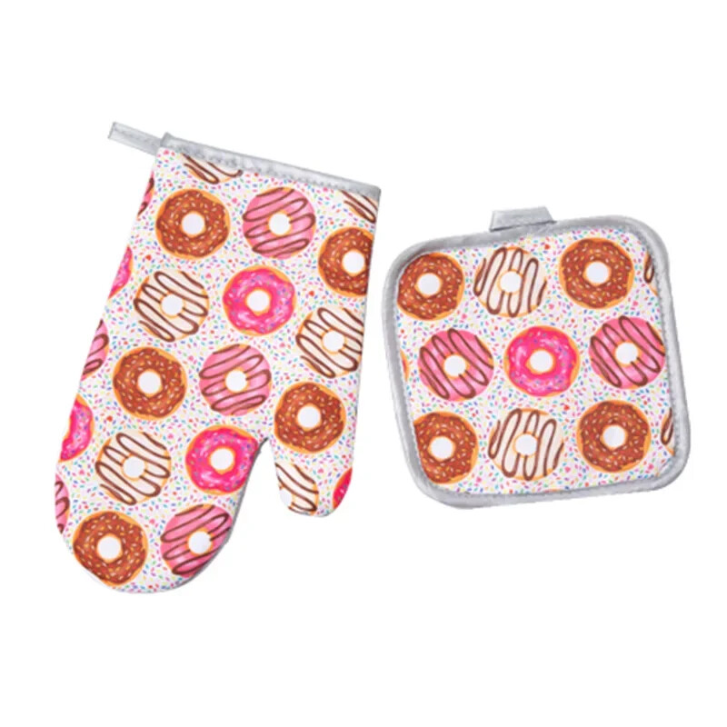 2db/szett Új sütéshez szigetelő kesztyű grillezéshez vagy konyhai mikrohullámú sütő kesztyű Desszert edényfogó szőnyeg pamut sütőkesztyű edénytartó alátét