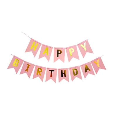 Happy Birthday Streamers Hot Stamping Dovetail Pull Flag Σαλόνι Κήπος Mall Cafe Παιδικά πάρτι γενεθλίων Διακόσμηση πανό