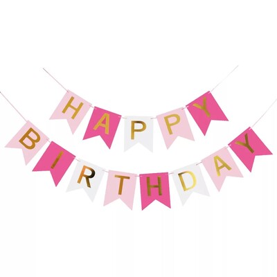 Happy Birthday Streamers Hot Stamping Dovetail Pull Flag Σαλόνι Κήπος Mall Cafe Παιδικά πάρτι γενεθλίων Διακόσμηση πανό