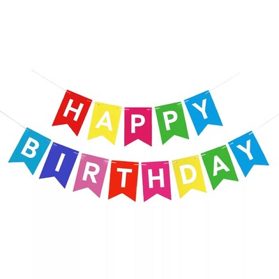Happy Birthday Streamers Hot Stamping Dovetail Pull Flag Σαλόνι Κήπος Mall Cafe Παιδικά πάρτι γενεθλίων Διακόσμηση πανό