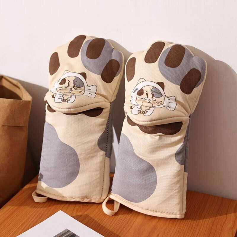 Aranyos macskamancsok sütőkesztyűk macskakörmök sütőkesztyűk forrázásgátló mikrohullámú sütővel szigetelt kesztyűk