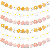Daisy Banner Boho Daisy Flower Garlands Κρεμαστά πανό Hippie Party Δύο Groovy Birthday Baby Shower 60s 70s Decor