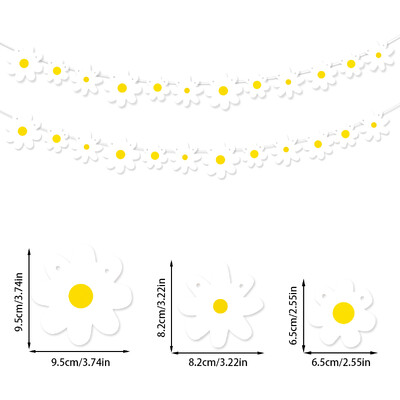 Daisy Banner Boho Daisy Flower Garlands Κρεμαστά πανό Hippie Party Δύο Groovy Birthday Baby Shower 60s 70s Decor