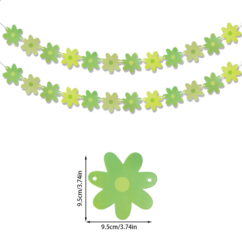 Százszorszép Banner Boho Százszorszép virágos papírfüzérek Lógó Hippi Party bannerek Két groovy születésnapi babazuhany 60-as 70-es évek parti dekorációja