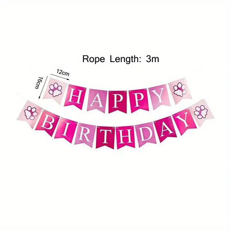 Kölyökkutya Boldog születésnapot zászlófüzér kisfiú lánynak 1. születésnapi babazuhany kisállat témájú barkács party dekoráció