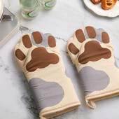 Γάντια φούρνου 3D Cartoon Animal Bear Claw Γάντια φούρνου Μακριά βαμβακερά μονωτικά γάντια ψησίματος Φούρνοι μικροκυμάτων Ανθεκτικό στη θερμότητα και αντιολισθητικό γάντι κουζίνας
