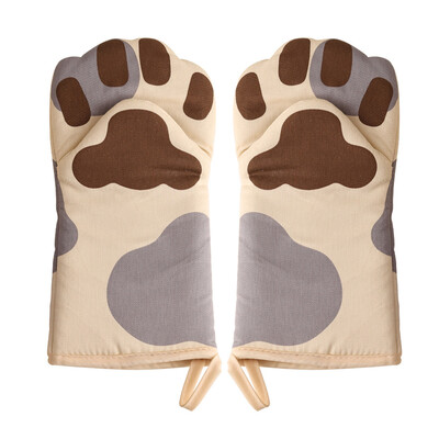 Γάντια φούρνου 3D Cartoon Animal Bear Claw Γάντια φούρνου Μακριά βαμβακερά μονωτικά γάντια ψησίματος Φούρνοι μικροκυμάτων Ανθεκτικό στη θερμότητα και αντιολισθητικό γάντι κουζίνας