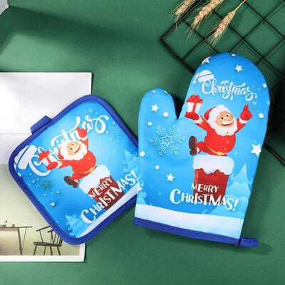 Γάντια κουζίνας Μόνωση Merry Christmas Pad Γάντια μαγειρέματος μικροκυμάτων Γάντια ψησίματος μπάρμπεκιου φούρνου δοχεία κατσαρόλας φούρνου γάντια φούρνου Potholder
