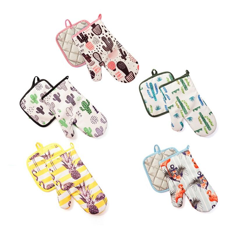 Aranyos pamut divat kaktusz flamingó konyha hőszigetelt párna Főzés mikrohullámú sütőben sütés BBQ sütő edényfogók sütőkesztyű konyhai kesztyű