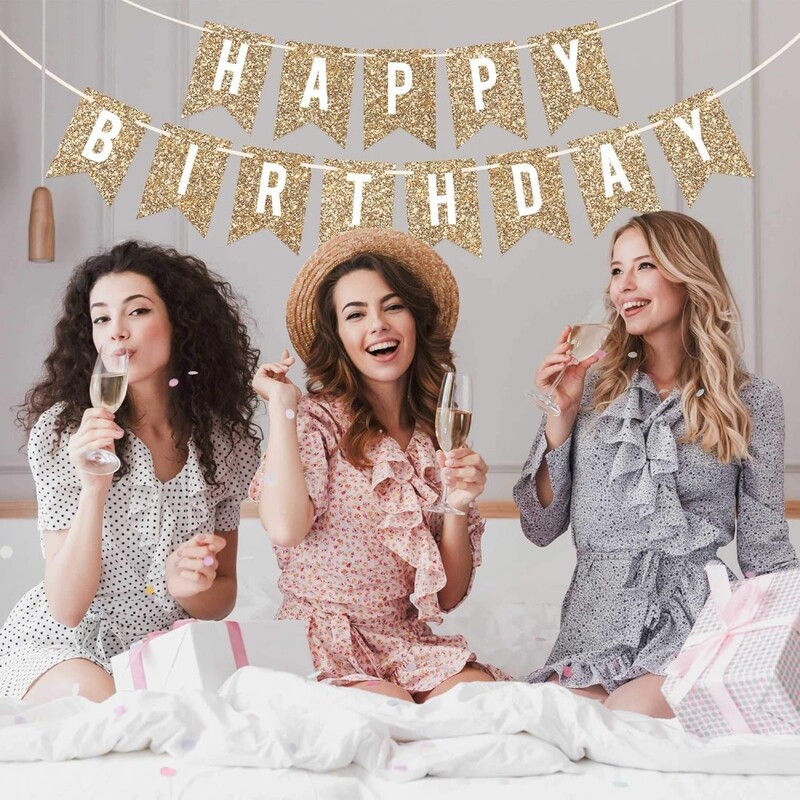Golden Rose Gold Boldog születésnapot Banner Boldog születésnapot party dekorációs kellékek