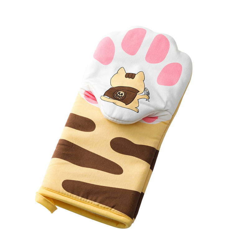 1db Aranyos macskamancsok sütőkesztyűk Macskakörmös sütőkesztyűk Forrázásgátló Mikrohullámú hőálló szigetelés Csúszásmentes macskamancs kesztyűk