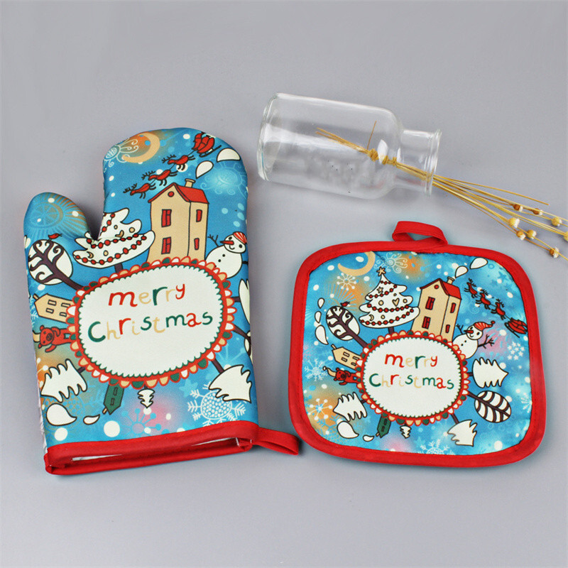 Mikrohullámú kesztyűk karácsonyi parti dekorációs kellékek sütőkesztyűk edénytartó szigetelő szőnyeg Sütés konyhai eszközök forrázásgátló