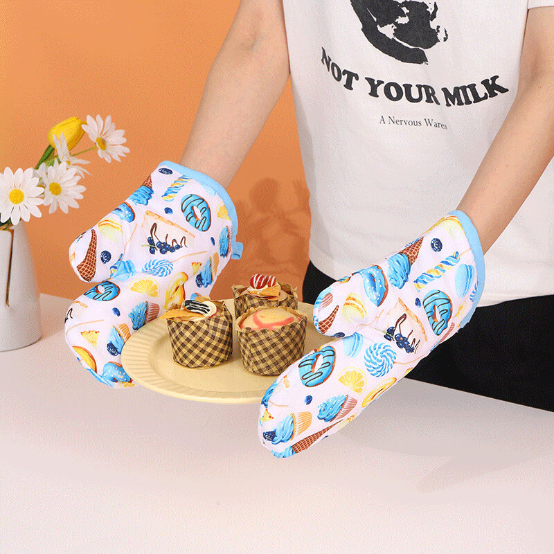 Új görögdinnye fagylalt mintás szigetelt kesztyűszőnyeg Mikrohullámú sütő magas hőmérsékletnek ellenálló kesztyű forrázásgátló csúszásgátló szőnyeg