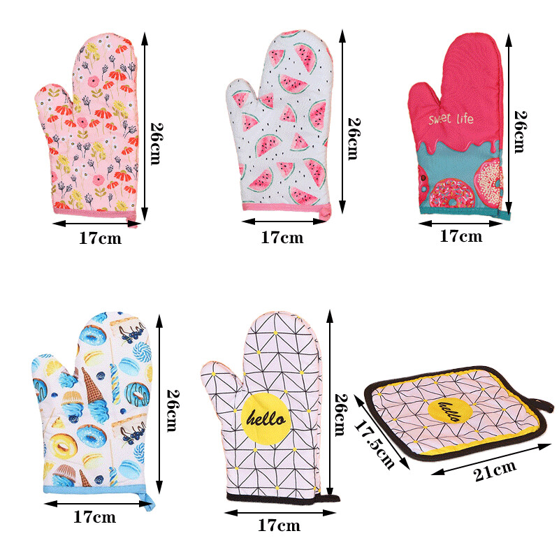 Új görögdinnye fagylalt mintás szigetelt kesztyűszőnyeg Mikrohullámú sütő magas hőmérsékletnek ellenálló kesztyű forrázásgátló csúszásgátló szőnyeg