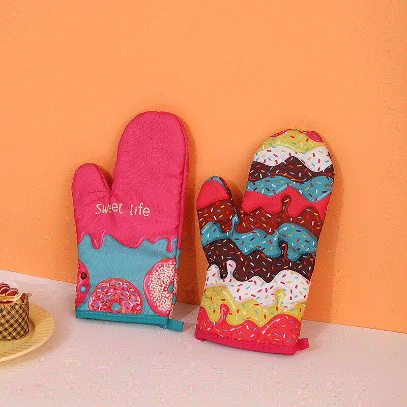 Új görögdinnye fagylalt mintás szigetelt kesztyűszőnyeg Mikrohullámú sütő magas hőmérsékletnek ellenálló kesztyű forrázásgátló csúszásgátló szőnyeg
