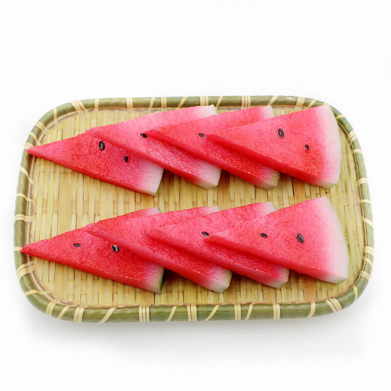 Szimulált görögdinnye bőr, hamis görögdinnye szeletek, hamis gyümölcs szeletek, étel, ételmodell, étterem, étterem dekoráció, lő