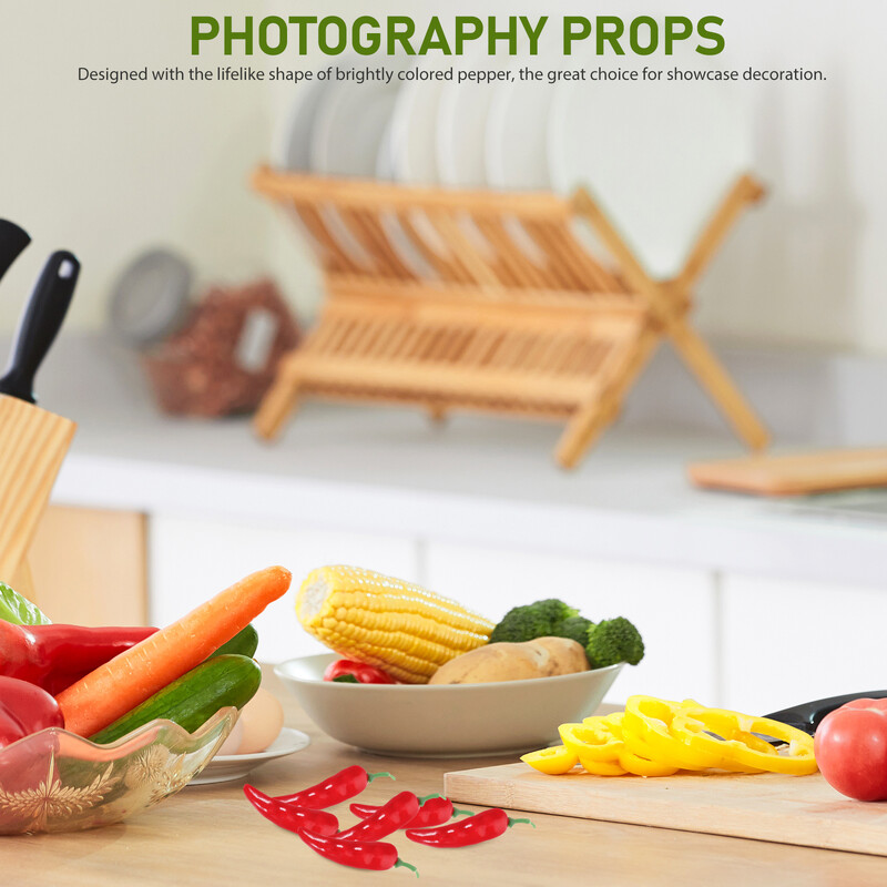 20db Mini mesterséges chili paprika dekorok hamis szimulációs fotózás kellékek hamis chili paprika