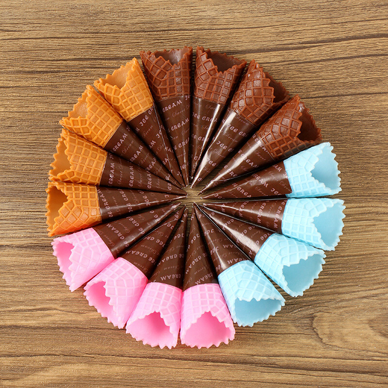 10 db szimulációs fagylalt kúp modell mini hamis torta DIY kézzel készített fagylalt alap gyerek babaház játék kellékek kézműves parti dekoráció