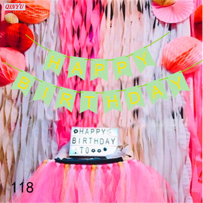 3 m Papír pillangó Füzér virág Banner húzó zászló Boldog születésnapot esküvői party Favor Baba zuhanyfüggöny dekorációs kellékek 6z