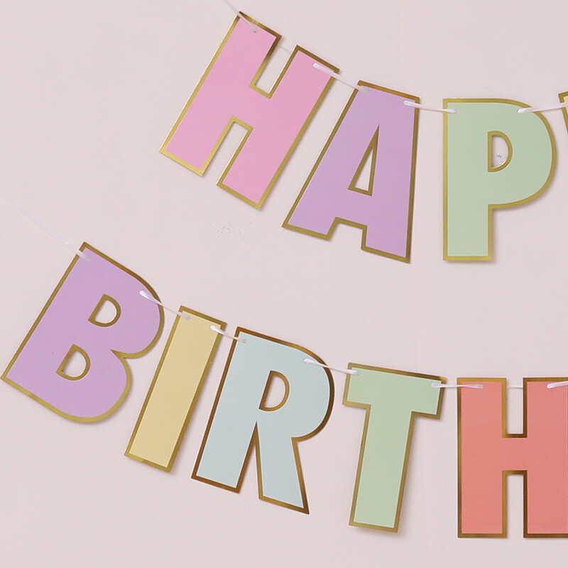 Boldog születésnapot sármány színes Phnom Penh zászlót húzó Születésnapi parti dekoráció Levélhúzó zászló transzparens nagykereskedés