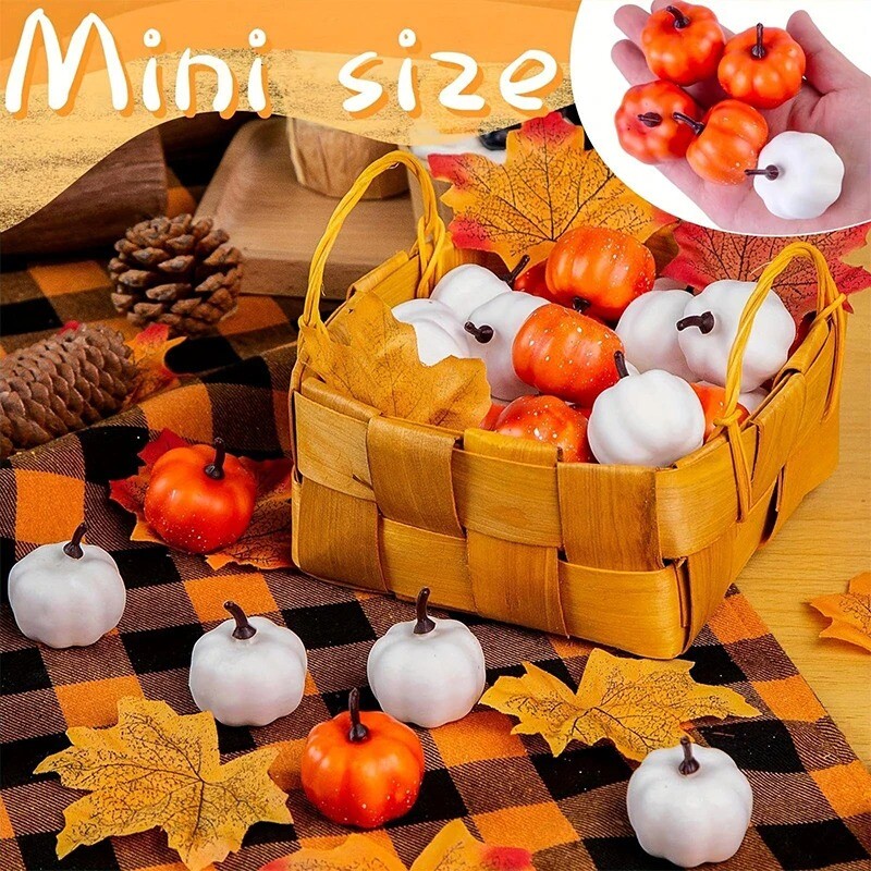 12 db mesterséges fehér narancssárga sütőtök Dekoratív betakarítási sütőtök őszi esküvői Hálaadás Halloween asztalhoz