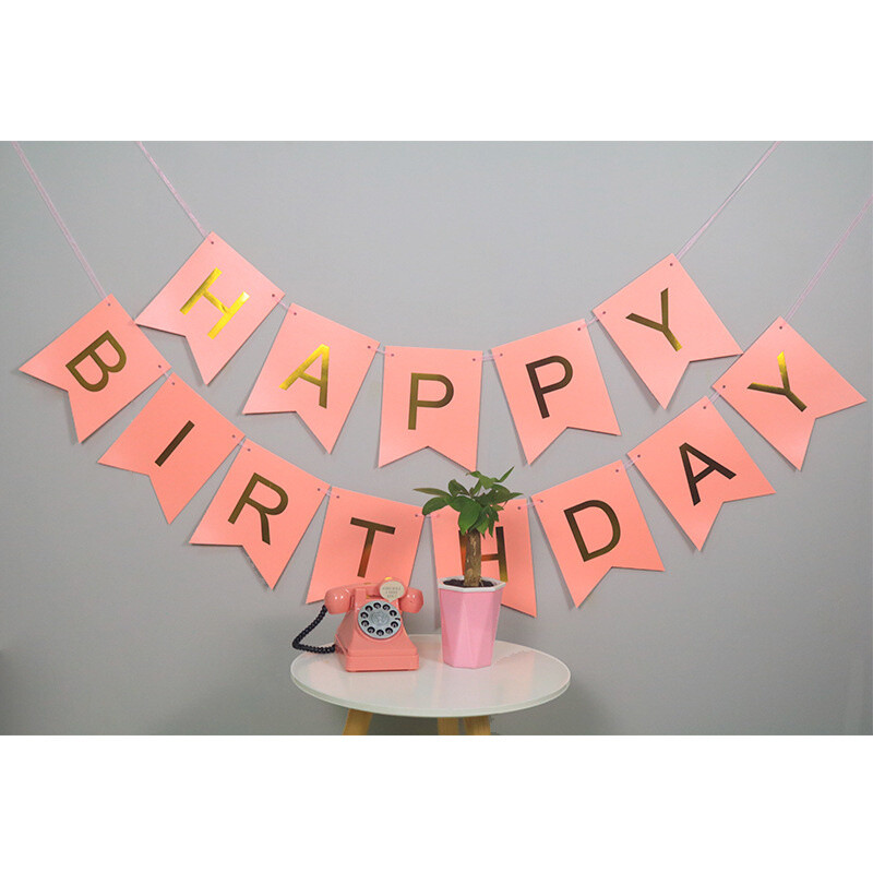 Bronzing születésnapi levél húzza zászló születésnapi parti dekoráció háttér elrendezés fishtail banner húzza zászló boldog születésnapot sármány