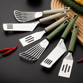 Roostevabast terasest metallist steigilabidas Põletusvastane käepide Küpsetamine Kala praadimine Labidas Teppanyaki Grillriistad Pizza Pannkoogi Kaabits