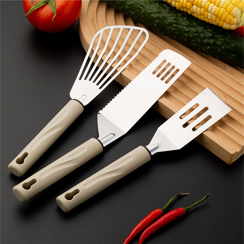 Roostevabast terasest metallist steigilabidas Põletusvastane käepide Küpsetamine Kala praadimine Labidas Teppanyaki Grillriistad Pizza Pannkoogi Kaabits