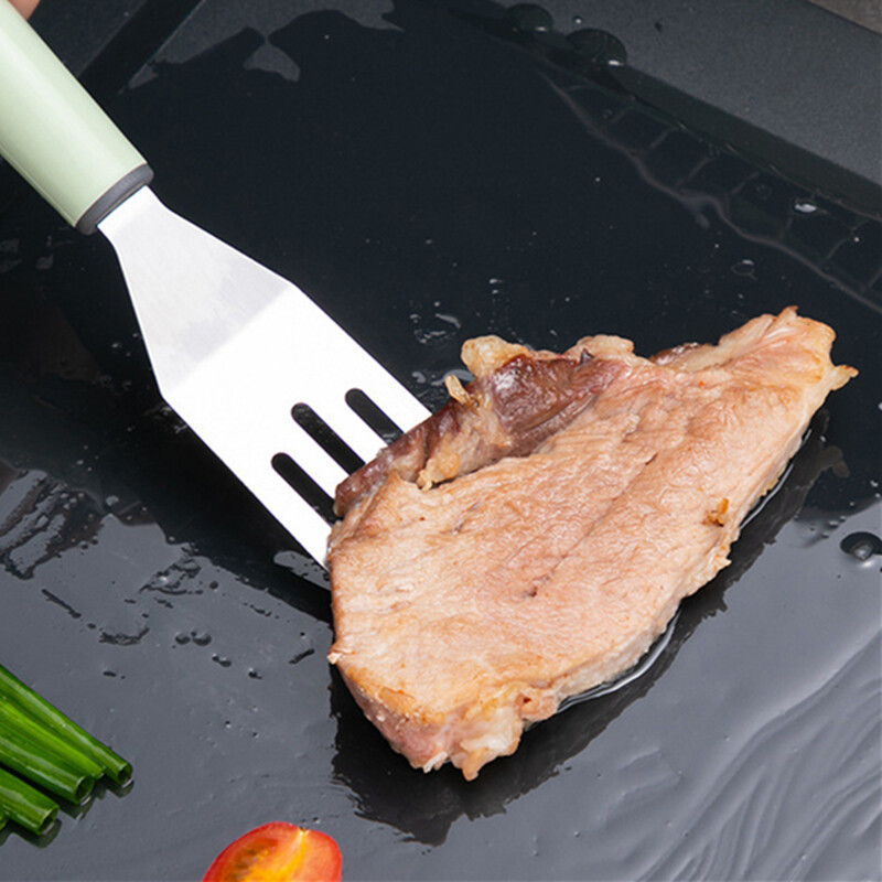 Roostevabast terasest metallist steigilabidas Põletusvastane käepide Küpsetamine Kala praadimine Labidas Teppanyaki Grillriistad Pizza Pannkoogi Kaabits