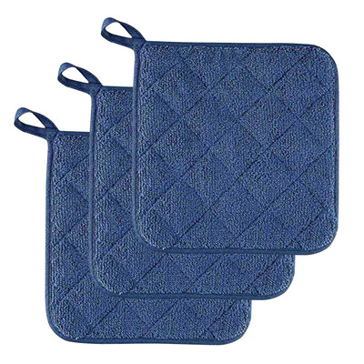 3 db edénytartó újrafelhasználható puha poliészter konyhai melegítőpárna 2 zsebes hordozható, mosható, hőálló sütő melegítőpárnával