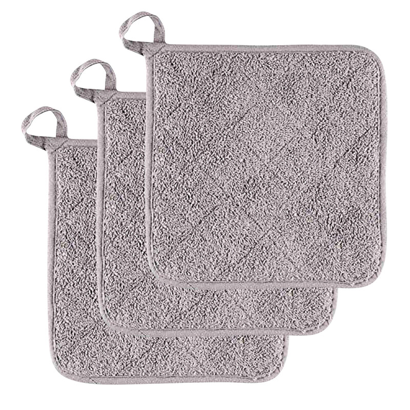 3 db edénytartó újrafelhasználható puha poliészter konyhai melegítőpárna 2 zsebes hordozható, mosható, hőálló sütő melegítőpárnával