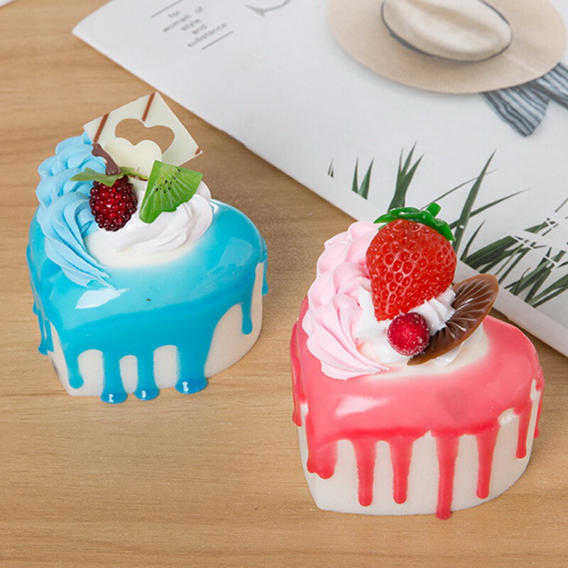 Lakásdekoráció Dekoráció Kézműves Miniatűrök PU Étterem Szimuláció Szív alakú gyümölcskrém torta modell Hűtőmágnesek Dekoráció