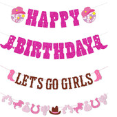 Csillogó Gyerünk Gilrs téma Banner Disco Cowgirl csizma Papír akasztófüzér lányoknak Boldog születésnapot Lánybúcsú dekoráció
