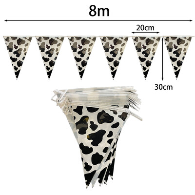 8 m tehénnyomat zászló zászló zászlók tehénsármány transzparensek Születésnapi parti kellékek Farm Animal Theme Western Cowboy Theme Party Dekoráció